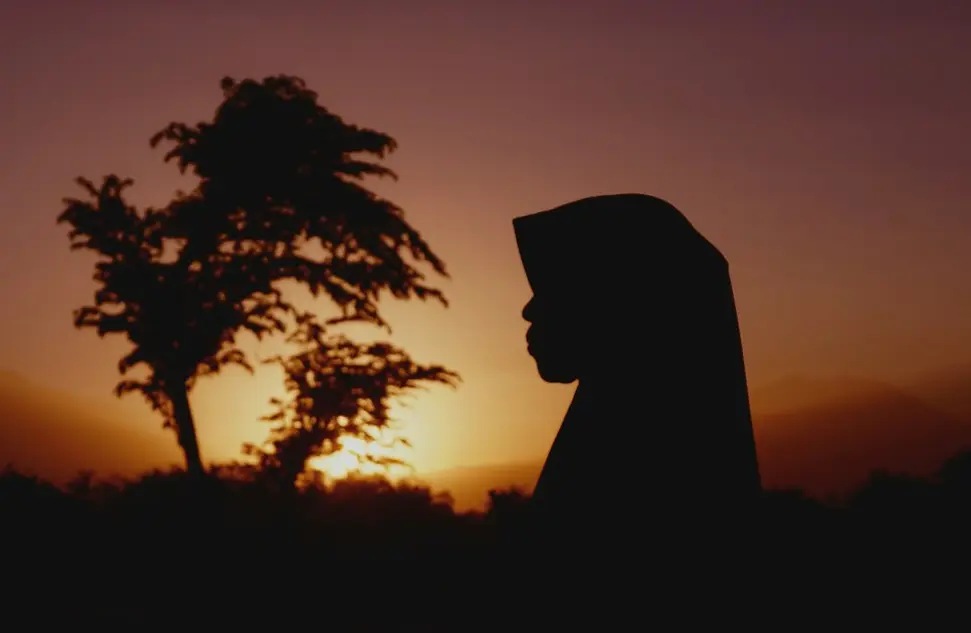 silhouette of woman and tree