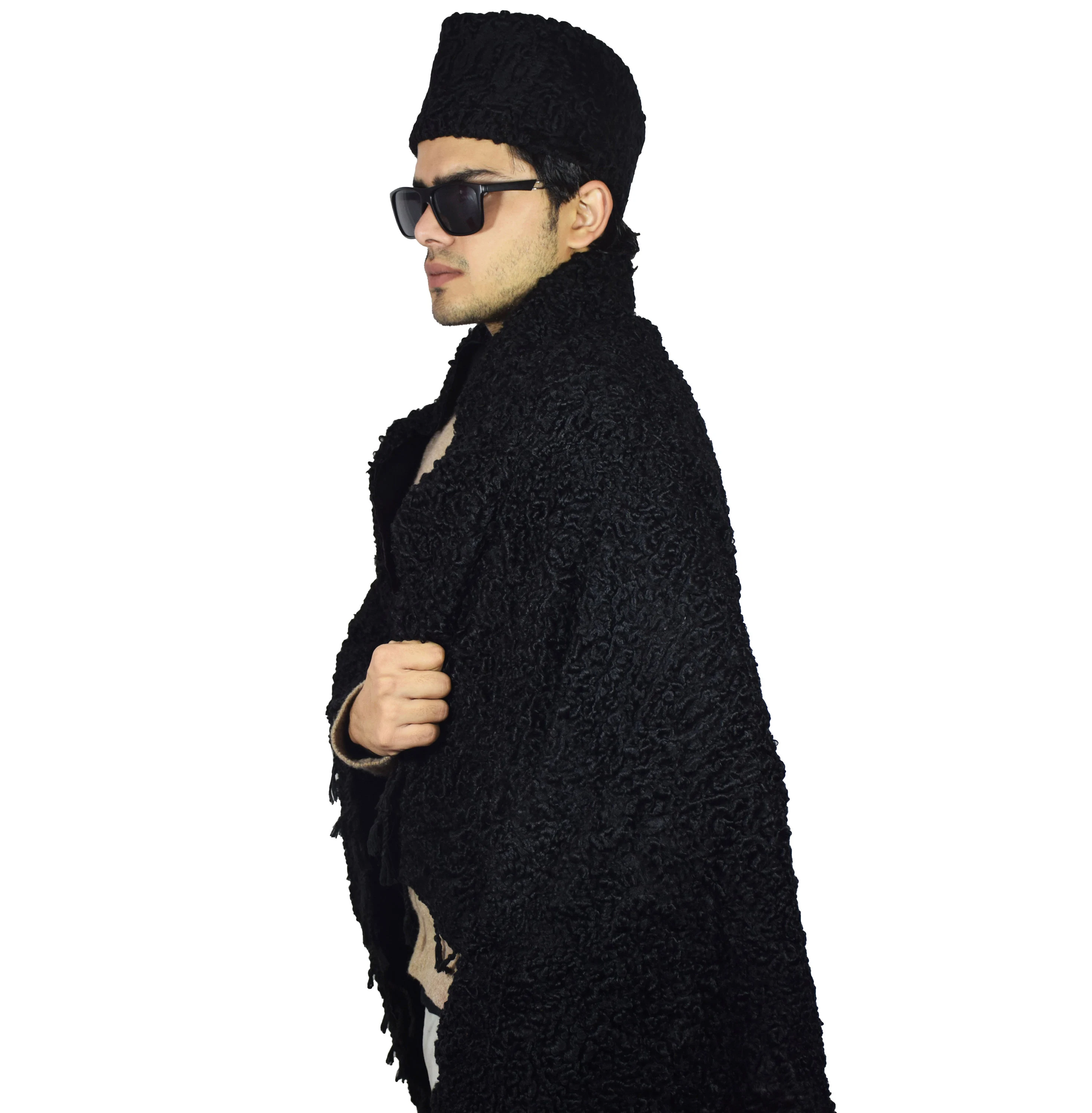 Karakul Skin Shawl, Genuine Astrakhan Fur, Soft & Warm, Handmade Elegant Wrap