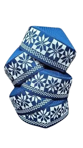 MiYA® Blue Sufi - Muslim Namaz Topi Cap : Comfortable Patterned Prayer Hat - Takke - Salah / Salat - Islamic Pray Salaat - Handmade - Muslim Gift