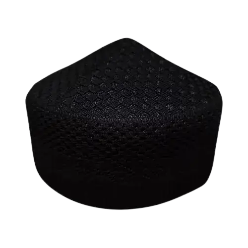 MiYA® Black Sufi - Muslim Namaz Topi Cap : Comfortable Patterned Prayer Hat - Takke - Salah / Salat - Islamic Pray Salaat - Handmade - Muslim Gift