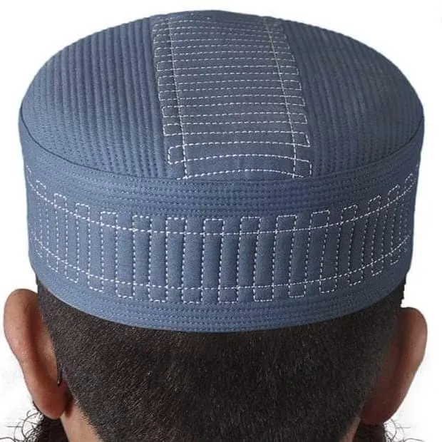 Blue Prayer Hat - Takke - Salah Cap / Salat Hat - Namaz Topi - Handmade - Muslim