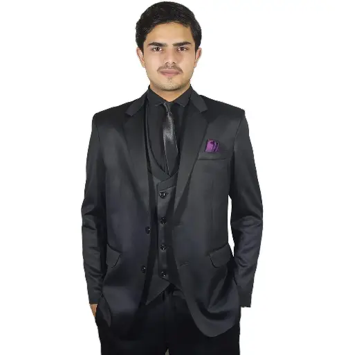 MiYA® Hand-Stitched Wedding / Partywear / Formal | Men's Black Suit | 3 Piece | Business Set (Blazer+Vest+Pants) | Tuxedo | Three Piece Coat